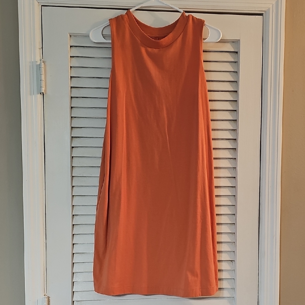 Sleeveless Shift Dress in Bright Orange
